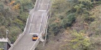 La sfida delle scale di Chery termina con la ringhiera danneggiata